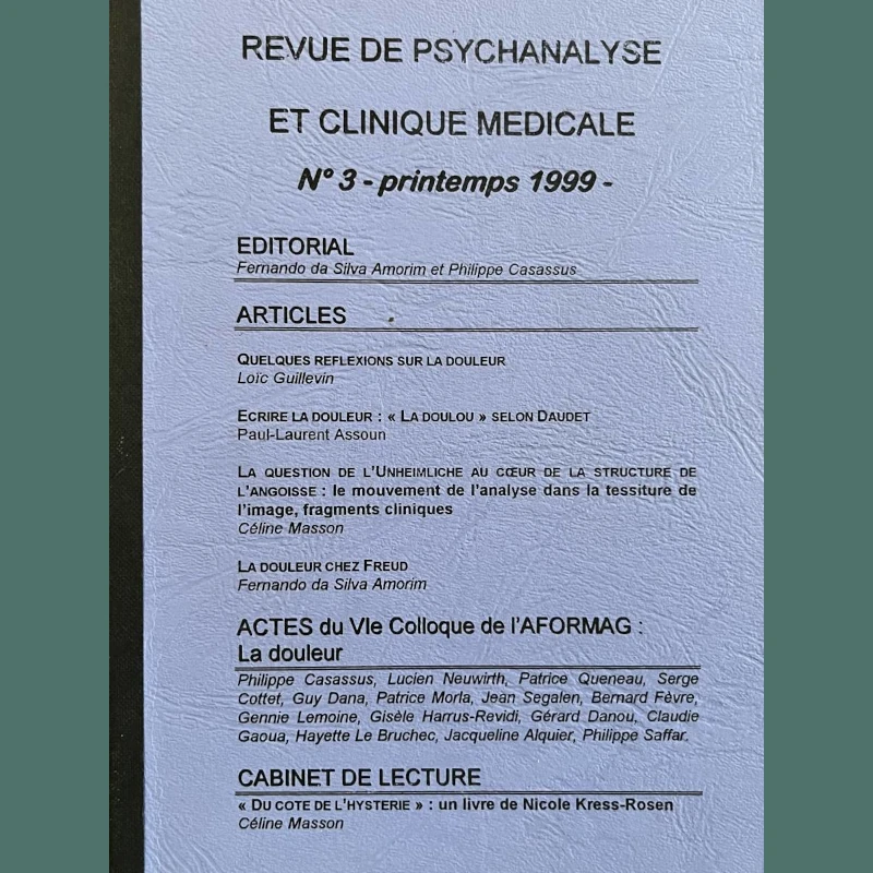 Revue de psychanalyse et clinique médicale 3