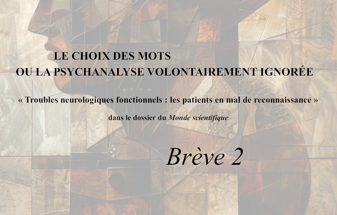 Le choix des mots ou la psychanalyse volontairement ignorée - Brève 2